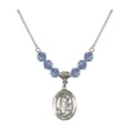 thumbnail image 1 of 18-Inch Rhodium Plated Necklace with 6mm Light Blue September Birth Month Stone Beads and Saint Hubert of Liege Charm, 1 of 1