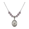 thumbnail image 1 of 18-Inch Rhodium Plated Necklace with 6mm Light Purple February Birth Month Stone Beads and Blessed Trinity Charm, 1 of 1