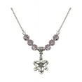 thumbnail image 1 of 18-Inch Rhodium Plated Necklace with 6mm Light Purple February Birth Month Stone Beads and Chastity Charm, 1 of 1
