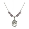 thumbnail image 1 of 18-Inch Rhodium Plated Necklace with 6mm Light Purple February Birth Month Stone Beads and Guardian Angel Protector Charm, 1 of 1