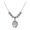 thumbnail image 1 of 18-Inch Rhodium Plated Necklace with 6mm Light Purple February Birth Month Stone Beads and Our Lady of Rosa Mystica Charm, 1 of 1