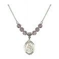 thumbnail image 1 of 18-Inch Rhodium Plated Necklace with 6mm Light Purple February Birth Month Stone Beads and Saint Angela Merici Charm, 1 of 1
