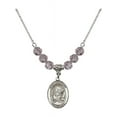 thumbnail image 1 of 18-Inch Rhodium Plated Necklace with 6mm Light Purple February Birth Month Stone Beads and Saint Apollonia Charm, 1 of 1