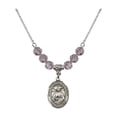 thumbnail image 1 of 18-Inch Rhodium Plated Necklace with 6mm Light Purple February Birth Month Stone Beads and Saint Catherine Laboure Charm, 1 of 1