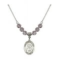 thumbnail image 1 of 18-Inch Rhodium Plated Necklace with 6mm Light Purple February Birth Month Stone Beads and Saint Frances of Rome Charm, 1 of 1