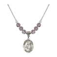 thumbnail image 1 of 18-Inch Rhodium Plated Necklace with 6mm Light Purple February Birth Month Stone Beads and Saint Malachy O'More Charm, 1 of 1