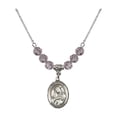 thumbnail image 1 of 18-Inch Rhodium Plated Necklace with 6mm Light Purple February Birth Month Stone Beads and Saint Rose of Lima Charm, 1 of 1