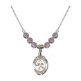 thumbnail image 1 of 18-Inch Rhodium Plated Necklace with 6mm Light Purple February Birth Month Stone Beads and Saint Sebastian/Field Hockey Charm, 1 of 1