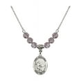thumbnail image 1 of 18-Inch Rhodium Plated Necklace with 6mm Light Purple February Birth Month Stone Beads and Saint Sebastian / Soccer Charm, 1 of 1
