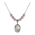 thumbnail image 1 of 18-Inch Rhodium Plated Necklace with 6mm Light Rose Pink October Birth Month Stone Beads and Saint Bonaventure Charm, 1 of 1