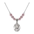 thumbnail image 1 of 18-Inch Rhodium Plated Necklace with 6mm Light Rose Pink October Birth Month Stone Beads and Saint John XXIII Charm, 1 of 1