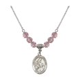 thumbnail image 1 of 18-Inch Rhodium Plated Necklace with 6mm Light Rose Pink October Birth Month Stone Beads and Saint Margaret of Scotland Charm, 1 of 1