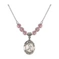 thumbnail image 1 of 18-Inch Rhodium Plated Necklace with 6mm Light Rose Pink October Birth Month Stone Beads and Saint Sebastian/Football Charm, 1 of 1
