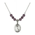 thumbnail image 1 of 18-Inch Rhodium Plated Necklace with 6mm Purple February Birth Month Stone Beads and First Penance Charm, 1 of 1