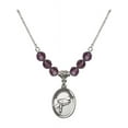 thumbnail image 1 of 18-Inch Rhodium Plated Necklace with 6mm Purple February Birth Month Stone Beads and Graduation Charm, 1 of 1