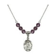thumbnail image 1 of 18-Inch Rhodium Plated Necklace with 6mm Purple February Birth Month Stone Beads and Guardian Angel Charm, 1 of 1