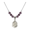 thumbnail image 1 of 18-Inch Rhodium Plated Necklace with 6mm Purple February Birth Month Stone Beads and Infant of Prague Charm, 1 of 1
