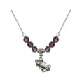 thumbnail image 1 of 18-Inch Rhodium Plated Necklace with 6mm Purple February Birth Month Stone Beads and Praying Hands Charm, 1 of 1