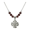 thumbnail image 1 of 18-Inch Rhodium Plated Necklace with 6mm Red January Birth Month Stone Beads and 5-Way Charm, 1 of 1
