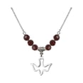 thumbnail image 1 of 18-Inch Rhodium Plated Necklace with 6mm Red January Birth Month Stone Beads and Holy Spirit Charm, 1 of 1