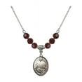 thumbnail image 1 of 18-Inch Rhodium Plated Necklace with 6mm Red January Birth Month Stone Beads and Pope Francis Charm, 1 of 1