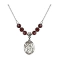 thumbnail image 1 of 18-Inch Rhodium Plated Necklace with 6mm Red January Birth Month Stone Beads and Saint Ann Charm, 1 of 1
