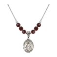 thumbnail image 1 of 18-Inch Rhodium Plated Necklace with 6mm Red January Birth Month Stone Beads and Saint Anthony of Egypt Charm, 1 of 1