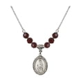 thumbnail image 1 of 18-Inch Rhodium Plated Necklace with 6mm Red January Birth Month Stone Beads and Saint Bartholomew the Apostle Charm, 1 of 1