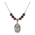 thumbnail image 1 of 18-Inch Rhodium Plated Necklace with 6mm Red January Birth Month Stone Beads and Saint Christopher Charm, 1 of 1