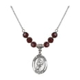 thumbnail image 1 of 18-Inch Rhodium Plated Necklace with 6mm Red January Birth Month Stone Beads and Saint Christopher/Softball Charm, 1 of 1