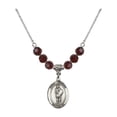 thumbnail image 1 of 18-Inch Rhodium Plated Necklace with 6mm Red January Birth Month Stone Beads and Saint Florian Charm, 1 of 1
