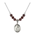 thumbnail image 1 of 18-Inch Rhodium Plated Necklace with 6mm Red January Birth Month Stone Beads and Saint Genesius of Rome Charm, 1 of 1