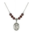 thumbnail image 1 of 18-Inch Rhodium Plated Necklace with 6mm Red January Birth Month Stone Beads and Saint Januarius Charm, 1 of 1