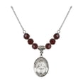 thumbnail image 1 of 18-Inch Rhodium Plated Necklace with 6mm Red January Birth Month Stone Beads and Saint Mary Mackillop Charm, 1 of 1