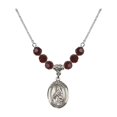 thumbnail image 1 of 18-Inch Rhodium Plated Necklace with 6mm Red January Birth Month Stone Beads and Saint Matilda Charm, 1 of 1