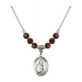 thumbnail image 1 of 18-Inch Rhodium Plated Necklace with 6mm Red January Birth Month Stone Beads and Saint Peter the Apostle Charm, 1 of 1