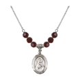 thumbnail image 1 of 18-Inch Rhodium Plated Necklace with 6mm Red January Birth Month Stone Beads and Saint Rita / Baseball Charm, 1 of 1