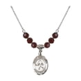 thumbnail image 1 of 18-Inch Rhodium Plated Necklace with 6mm Red January Birth Month Stone Beads and Saint Sebastian/Field Hockey Charm, 1 of 1