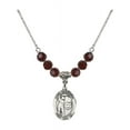 thumbnail image 1 of 18-Inch Rhodium Plated Necklace with 6mm Red January Birth Month Stone Beads and Saint Sebastian / Golf Charm, 1 of 1