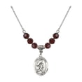 thumbnail image 1 of 18-Inch Rhodium Plated Necklace with 6mm Red January Birth Month Stone Beads and Saint Sebastian /Track&Field-Men Charm, 1 of 1