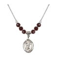 thumbnail image 1 of 18-Inch Rhodium Plated Necklace with 6mm Red January Birth Month Stone Beads and Saint Stephanie Charm, 1 of 1
