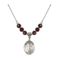 thumbnail image 1 of 18-Inch Rhodium Plated Necklace with 6mm Red January Birth Month Stone Beads and Saint Zoe of Rome Charm, 1 of 1