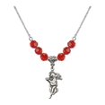 thumbnail image 1 of 18-Inch Rhodium Plated Necklace with 6mm Red July Birth Month Stone Beads and Guardian Angel Charm, 1 of 1