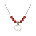 thumbnail image 1 of 18-Inch Rhodium Plated Necklace with 6mm Red July Birth Month Stone Beads and Heart / Cross Charm, 1 of 1