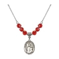 thumbnail image 1 of 18-Inch Rhodium Plated Necklace with 6mm Red July Birth Month Stone Beads and Our Lady of Consolation Charm, 1 of 1