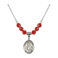 thumbnail image 1 of 18-Inch Rhodium Plated Necklace with 6mm Red July Birth Month Stone Beads and Saint Alexandra Charm, 1 of 1