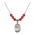 thumbnail image 1 of 18-Inch Rhodium Plated Necklace with 6mm Red July Birth Month Stone Beads and Saint Cecilia / Choir Charm, 1 of 1