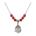 thumbnail image 1 of 18-Inch Rhodium Plated Necklace with 6mm Red July Birth Month Stone Beads and Saint Christopher Charm, 1 of 1