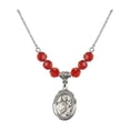 thumbnail image 1 of 18-Inch Rhodium Plated Necklace with 6mm Red July Birth Month Stone Beads and Saint Martin de Porres Charm, 1 of 1
