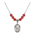 thumbnail image 1 of 18-Inch Rhodium Plated Necklace with 6mm Red July Birth Month Stone Beads and Saint Mary Magdalene Charm, 1 of 1